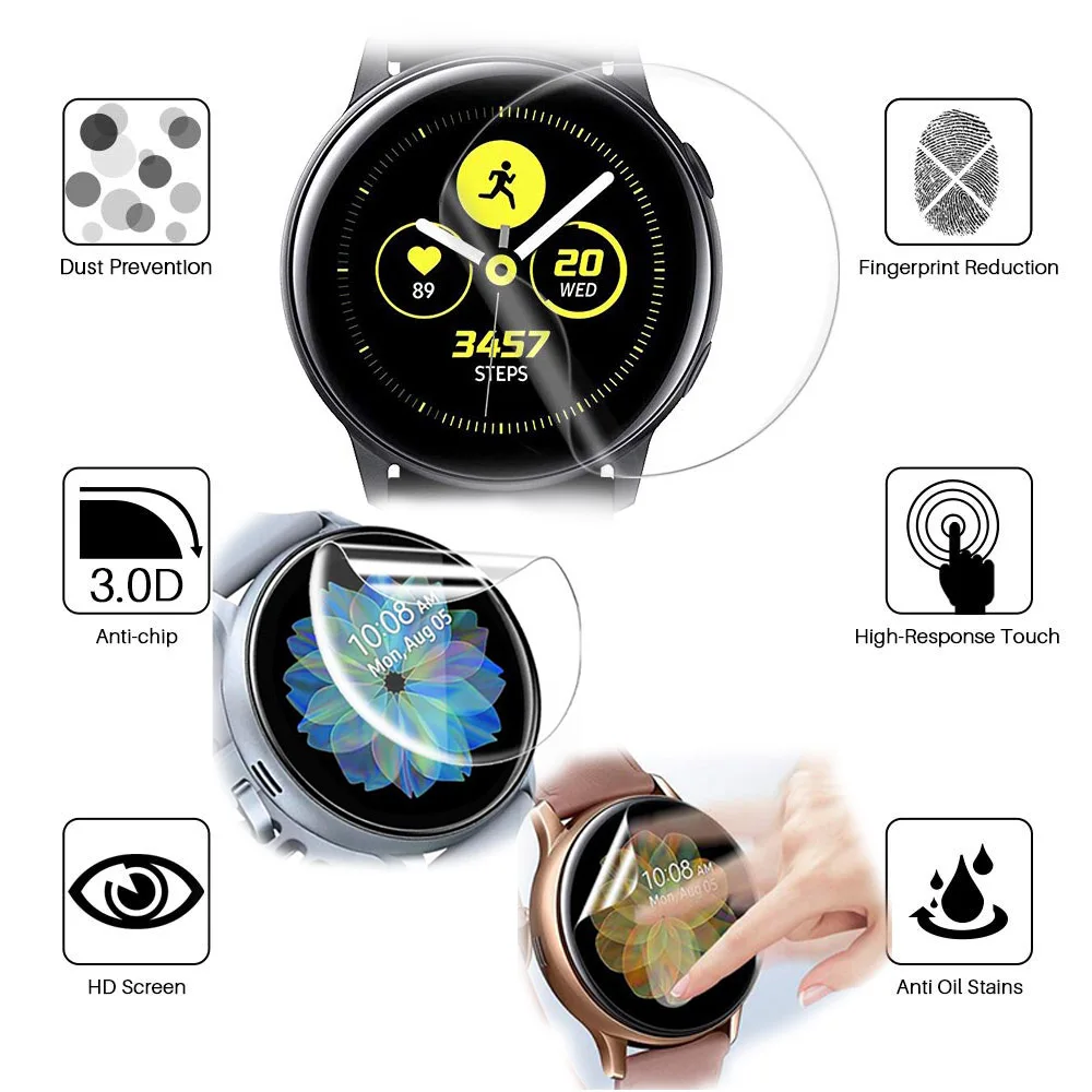 Защитная пленка HD для Samsung Galaxy Watch Active 1 2 44 мм 40 Прозрачная мягкая ультратонкая