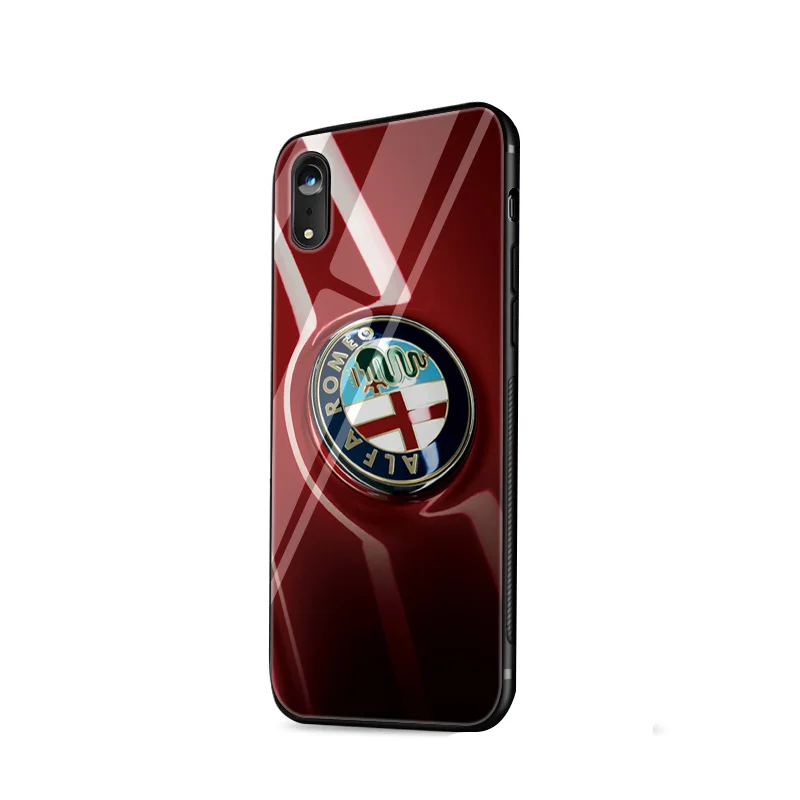 Стеклянный чехол для телефона из ТПУ для iPhone 6, 6s, 7, 8 Plus, X, XR, XS, Max, 5, 5S, SE, чехол с логотипом Alfa Romeo