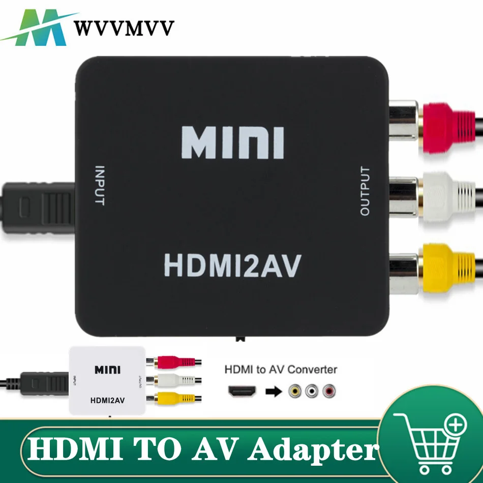 HDMI-совместимый с RCA преобразователем AV/CVSB L/R видеобокс HD 1080P 1920*1080 60 Гц HDMI2AV