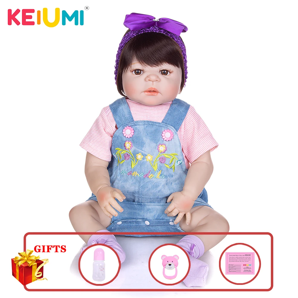 KEIUMI 23 Baby Reborn Silicone Babies Doll Full Vinyl Body Handmade Realistic Newborn For Girl Festival Gifts Playmate ToyS | Игрушки и