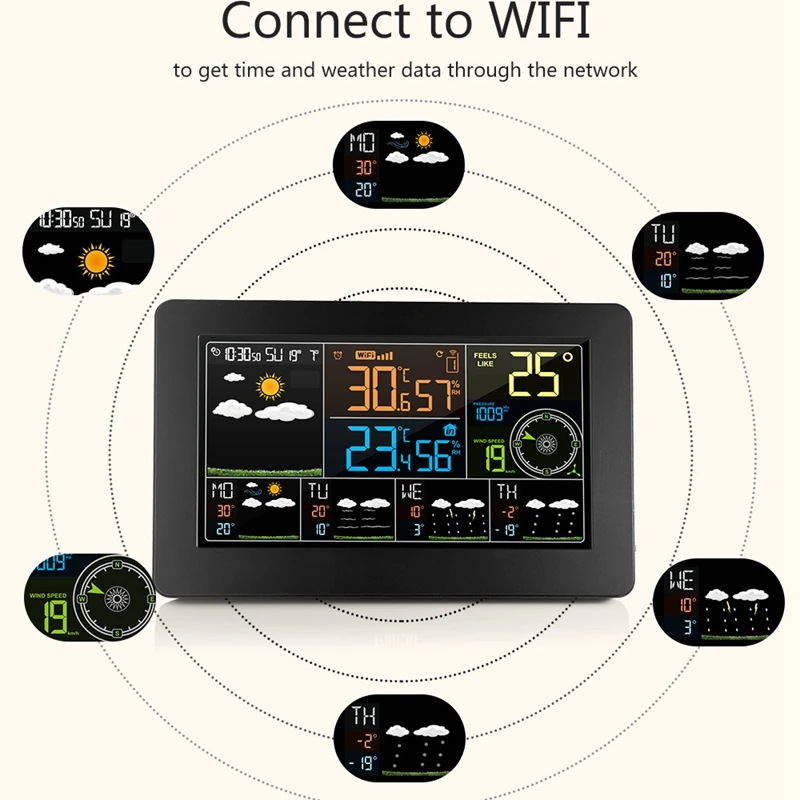 WiFi Weather Station Color Digital Wall Thermometer Hygrometer Barometer  APP Weather Forecast Temperature Humidity Instruments - AliExpress