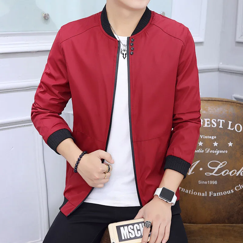 

2018 Spring And Autumn Men Jacket Thin Slim Fit Korean-style Trend Men'S Wear si li kou Stand Collar Jacket