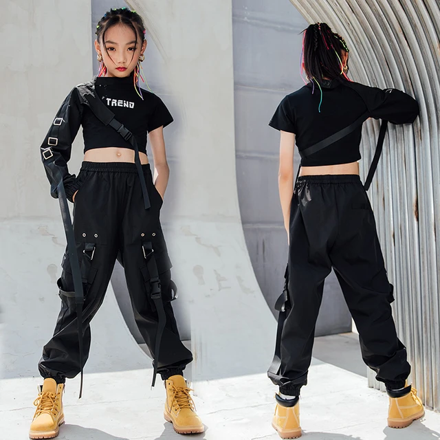 Hip Hop Clothing Girls Black | Girls Hip Hop Dance Clothing - Children's Hip -hop - Aliexpress