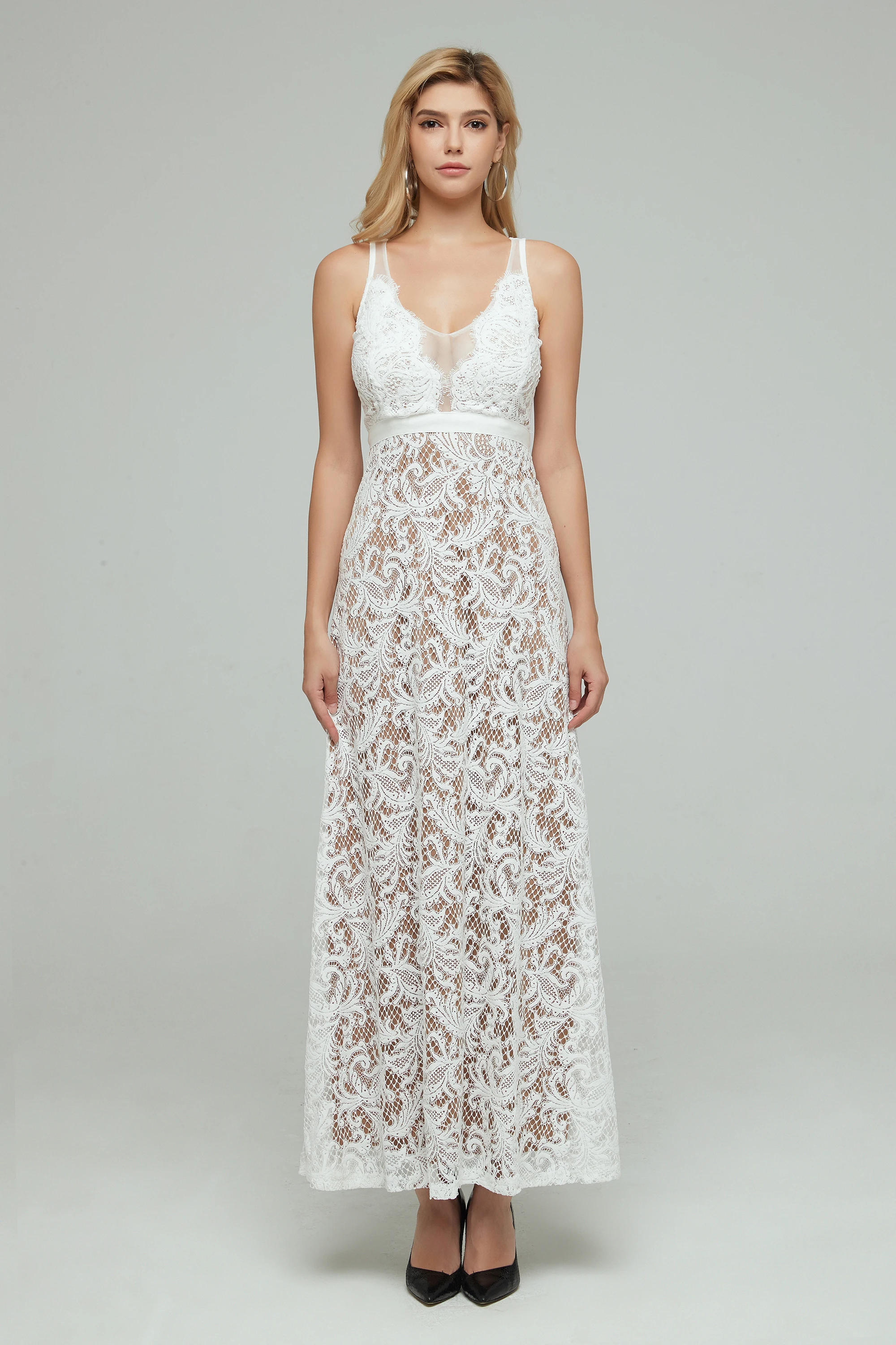 Новое поступление женское белое платье с v-образным вырезом без рукавов Vestidos вечернее облегающее платье