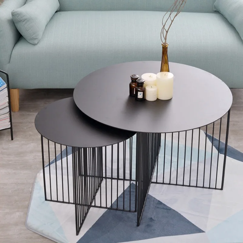 

Simple Iron Art Tea Table Living Room Sofa Office Tea Table Combination Balcony Creative Corner Tables Side Several Shelving