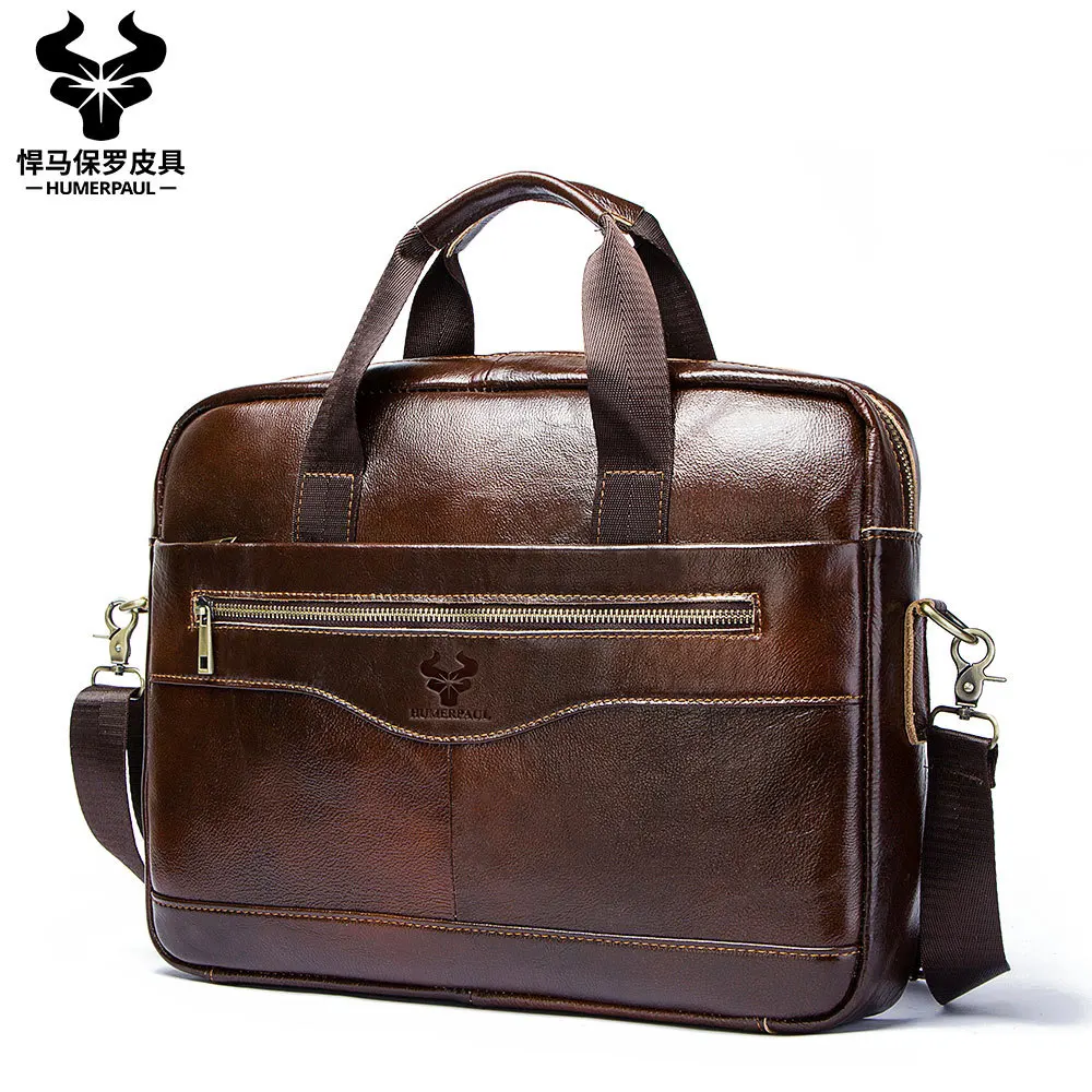 

BISON DENIM Genuine leather Briefcases 14" Laptop Handbag Men's Business Crossbody Bag Messenger/Shoulder Bags for Men 2019 bags