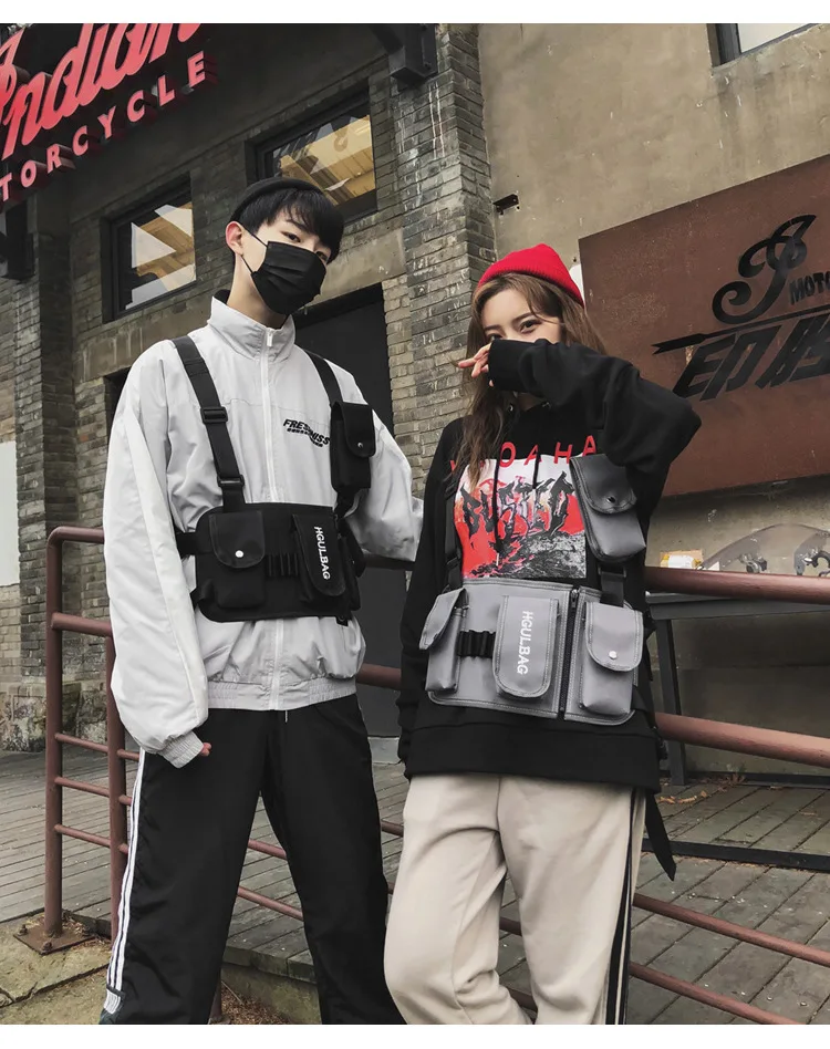 Functional Fashion Chest Rig Bag Men Women Hip Hop Harness Adjustable Tactical Vest Sports Hunting Tactical Packages Bullet Pack