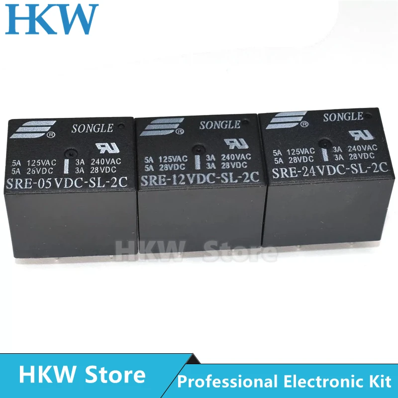 5Db Relé Sre-05Vdc-Sl-2C Sre-12Vdc-Sl-2C Sre-24Vdc-Sl-2C 5V 12V 24V 3A ...