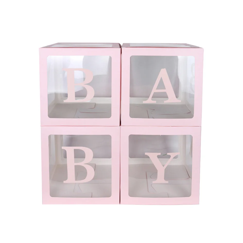 Pink1 4 шт., прозрачная коробка для хранения, воздушный шар, для вечеринки в честь Дня рождения, украшения, подарки для мальчиков девочек, для предложения, коробка-сюрприз - Цвет: Pink1