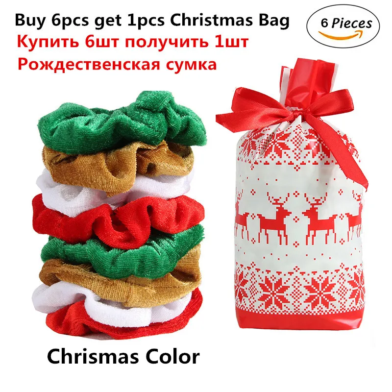 18/12/6/4 предметов суперэластичных вельветовых Scrunchies эластичные резинки для волос на Рождество, обтянутая тканью; Мода резинки для волос на Рождество Хаар Аксессуары - Цвет: Chrismas Color