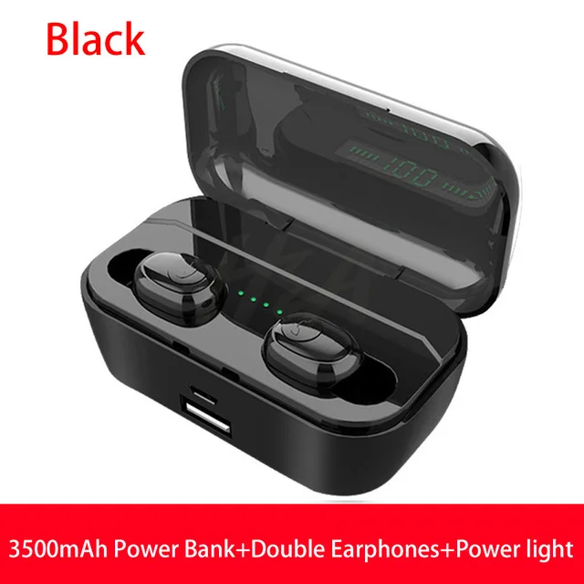 Double black G6S наушники-вкладыши Tws Bluetooth 5,0 Беспроводной наушники 8D стерео туры Беспроводной наушники гарнитура с 3500 мАч светодиодный Дисплей Мощность банк наушники - Цвет: Double black
