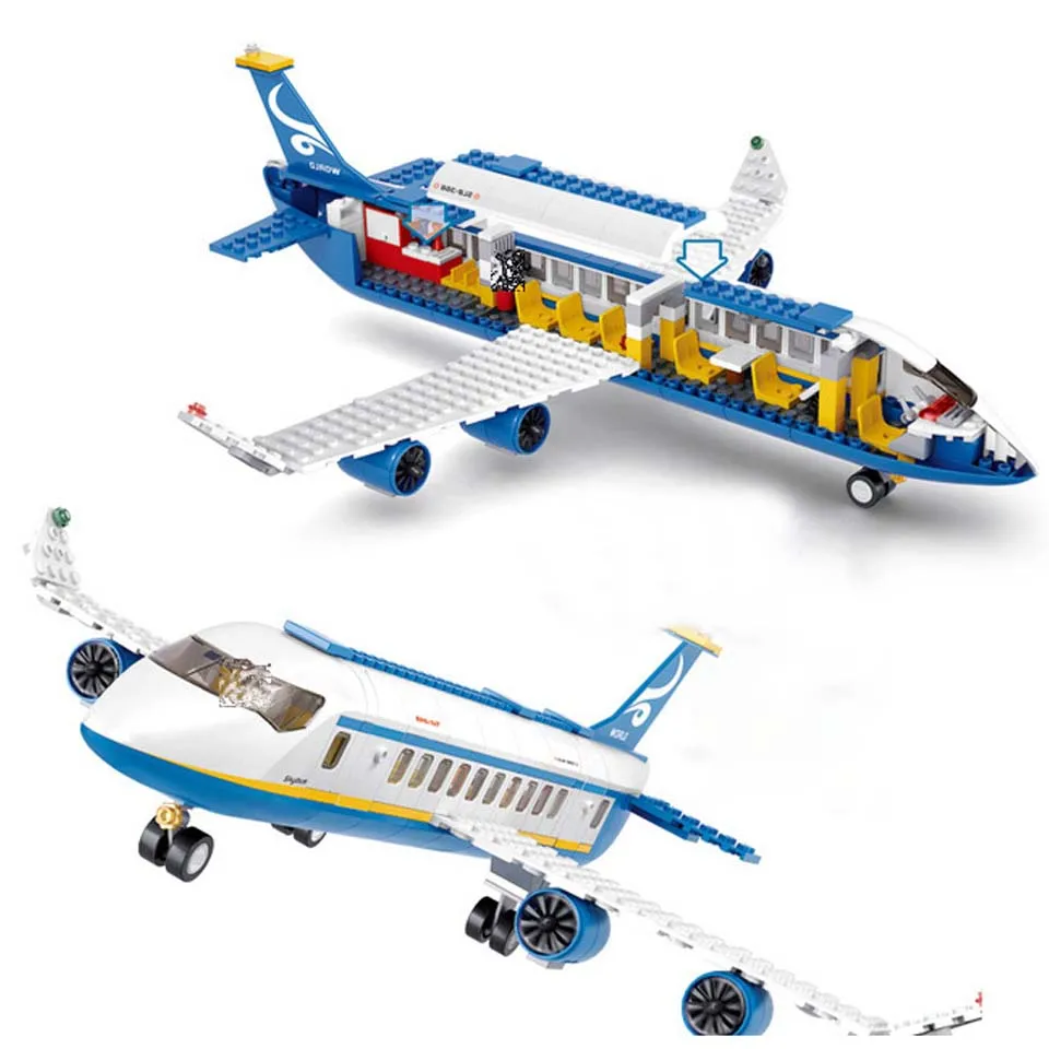 

0366 City Air Plane Passenger Airport Building Blocks Brick Set Compatible legoinglys Technic Toys For Children