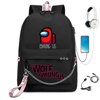 

Hot Game Among Us Backpack Kids Cartoon Anime Schoolbags Teens Boys Girls Laptop Backpack Men Women USB Travel Rucksack Mochilas