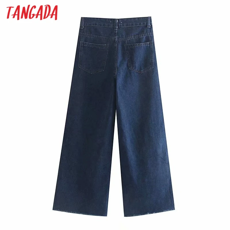 Tangada женские широкие темно-синие джинсы осень зима модные женские джинсы свободные джинсы повседневные винтажные 4M93
