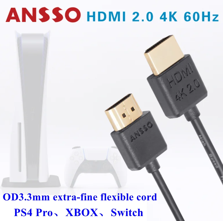 HDMI 2.0 compatible Super soft cable PS4 pro XBOX Switch 4K 60P
