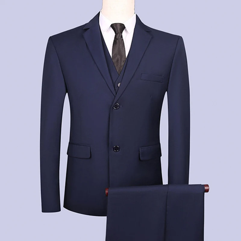 Wedding casual suit men Groom Tuxedos Men Suits Two Buttons Wedding Suits for Men Groomsman Suits (Jacket+Pants+vest) XZ46
