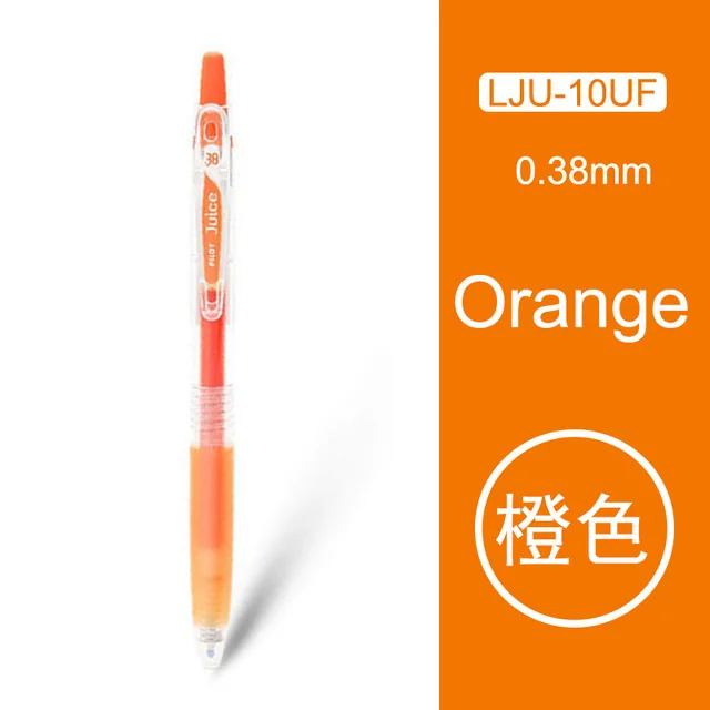 1 штука, Япония, одна ручка Pilot Juice, 0,38 мм, гелевая ручка, 24 цвета, для школы, офиса, канцелярские принадлежности, LJU-10UF - Цвет: Оранжевый