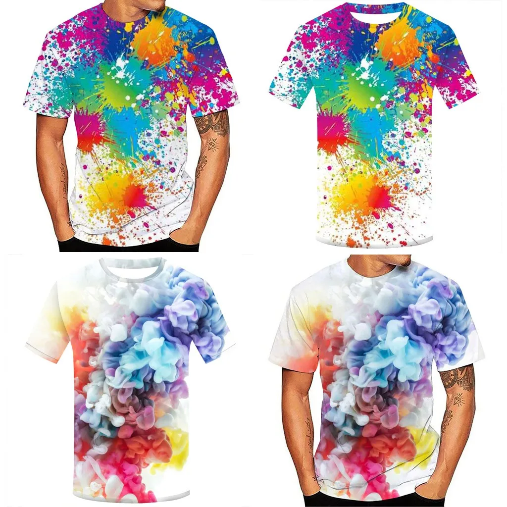 

New Design Unisex 3D Printing Round Neck Short Sleeve Shirt Top Blouse