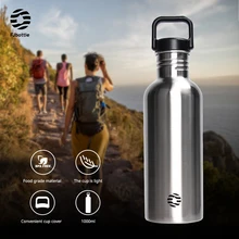 Fjbottle Camping Water Bottle Hiking Sports Drinking Bottle Portable Stainless Steel Cold Kettle 1000ML Large Capacity BPA Free