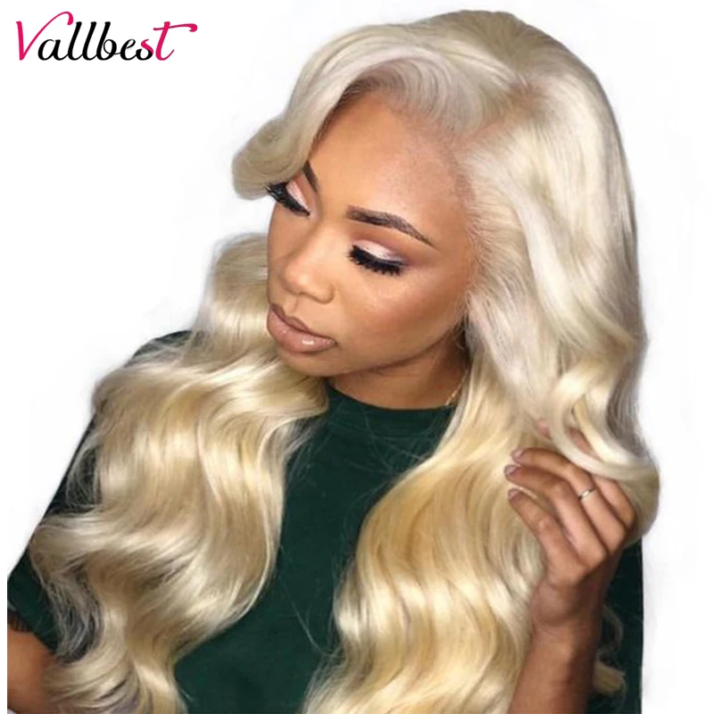 Vallbest объемная волна Синтетические волосы на кружеве человеческих волос парики для черный Для женщин бразильский человеческих волос