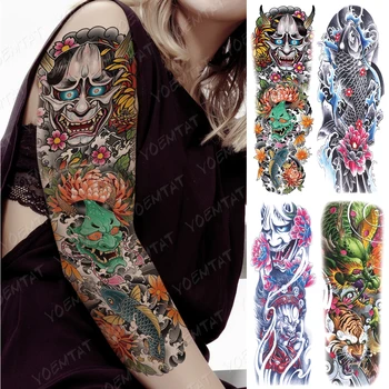 

Large Arm Sleeve Tattoo Japanese Prajna Carp Dragon Waterproof Temporary Tatto Sticker God Body Art Full Fake Tatoo Women Men