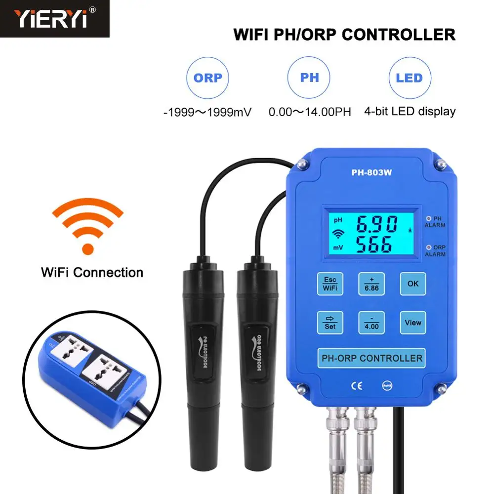 US $105.00 New PH ORP Redox Controller wifi Output Power Relay Monitor for Aquarium Hydroponics Plant Pool Spa BNC Replaceable probe