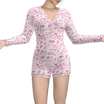 

Women Ladies Bodysuit Long Sleeve Playsuit Casual Stretch V Neck Leotard Tops Shorts Jumpsuit Plus Size Romper Night Sleep Wear