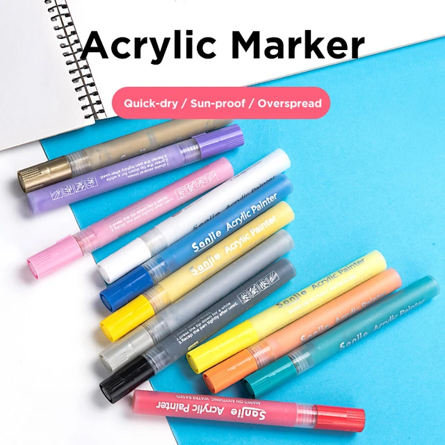 Acrylic Paint Marker Pen 12/28/80Colors Set 0.7MM/3.0MM Acrylic