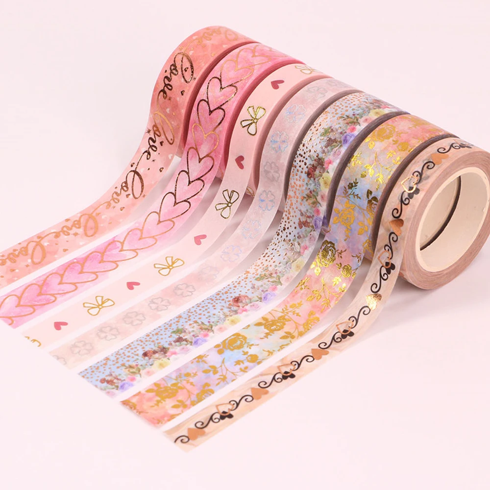 Cinta Washi de lámina dorada/plateada, 6 Washi japonesa, cinta adhesiva  Washi anchas, perfecta para diario, libro, BLESIY Adhesivo decorativo