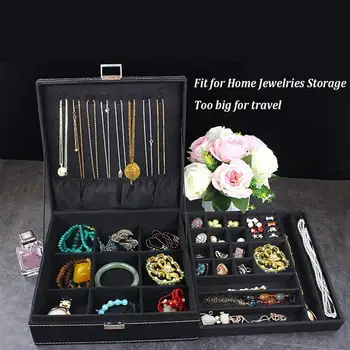 

Flannel Double Drawer Jewelry Box Earring Necklace Bracelet Storage Box Large Capacity Waterproof
