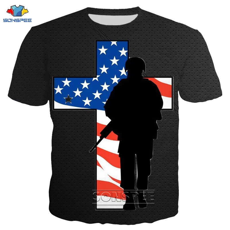 

SONSPEE USA Independence Day T Shirt Women Men Summer Top 3D Print American Flag Short Sleeve Harajuku T-Shirts Streetwear Tees