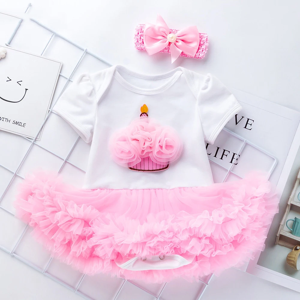 Infant Girl Rompers Dress Baby Girls Birthday Clothes Sets Outfits 2pcs Newborn Cotton Tutu Jumpsuit Party Clothes