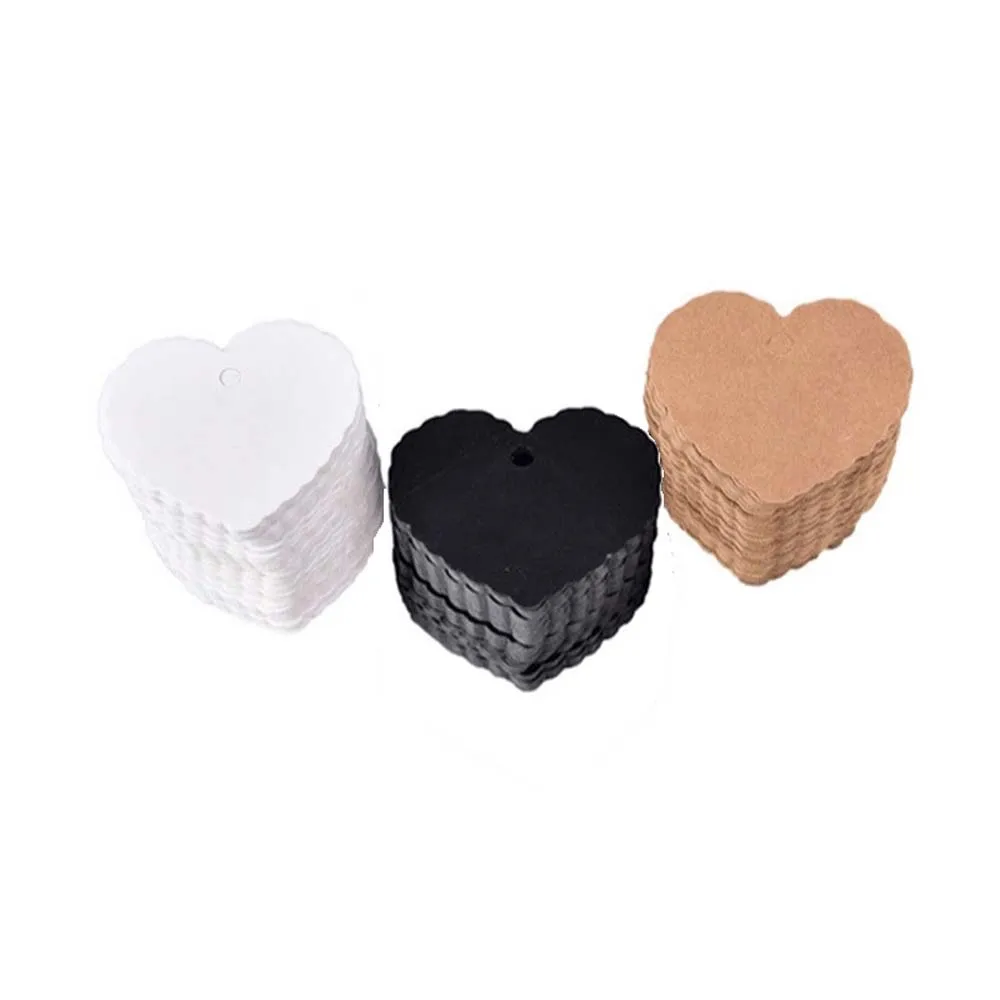 Wholesale 200pcs White Black Brown Kraft Paper Tags Festival Note DIY Hang Tag Heart Wedding Party Gift | Украшения и аксессуары