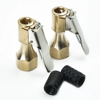 

4pcs Chuck Air Heavy Duty Closed Flow Lock On Tires W/ Clip For Inflator Gauges