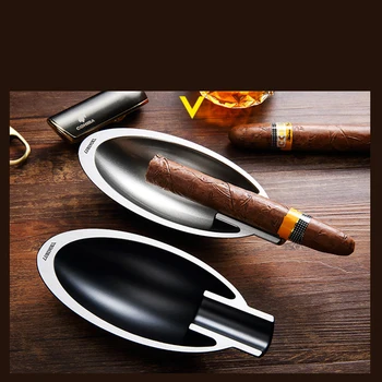 

Mini Portable Stainless Steel Cigar Ashtray Handsome Design Metal 162x71x27mm Cigar Accessories Single Smoke Creative Tank