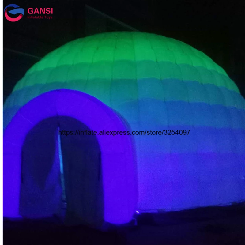 Free Shipping PVC Oxford Lighting Inflatable Dome Tent Igloo Tent Outdoor LED Lighted Inflatable Tent For Advertising 2022 new design igloo tent 3 3m 3 8m polycarbonate bubble transparent dome tent for outdoor bar