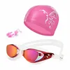 Professional Swim Glasses Unisex Swimming Goggles Waterproof anti-fog UV Protection Surfing Swim Caps Earplugs Nose Clip Set 3