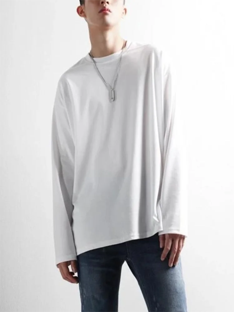 

Men's Long Sleeve T-Shirt Spring And Autumn New Fashion Trend Hong Kong Style Versatile Round Collar Large Size Bottom T-Shirt