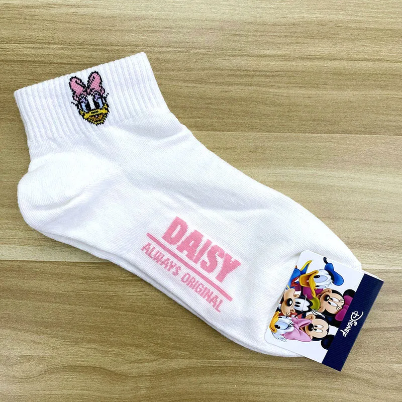 Disney Spring Summer Cartoon Mickey Minnie Donald Duck Daisy Lady Sweet Socks Solid Color Socks