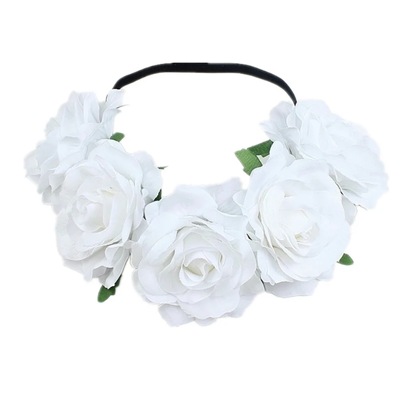 

Fashion Hair Accessories for Women Bride Holiday Wreath Simulation Rose Flower Hair Band Christmas Carnival Party Party Headwear