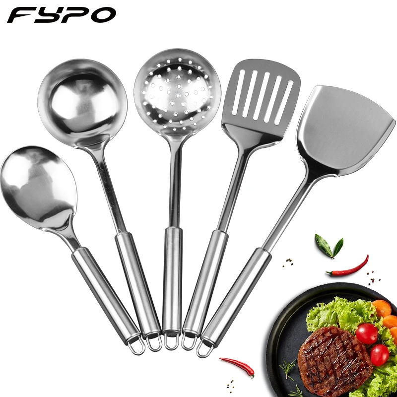 Stainless Steel Kitchen Cooking Utensil Set Cookware Colander Spoon Spatula Shovel Nonstick Cookware Set kitchen utensils