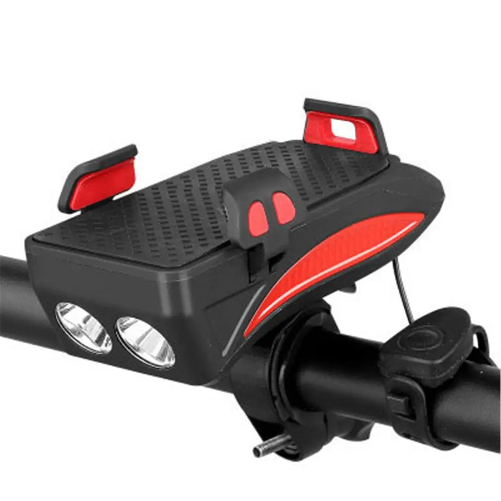 

3 in 1Waterproof USB Rechargeable Cycling Power Bank Light Headlight Bicycle Phone Holder Bike Horn Bracket Led Light 4000mAh