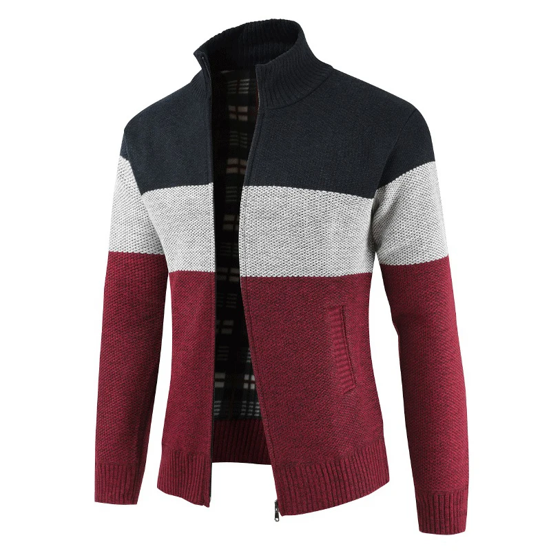 

2019 Autumn Winter Men New Casual Wool Cardigan Sweater Jumper Men Winter Fashion Striped Pockets Knit Outwear Coat Sweater Men