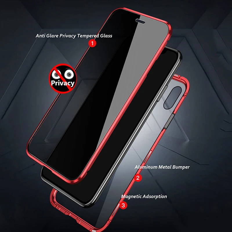 Антибликовый Магнитный чехол для iPhone 11 Pro XS MAX XR двухсторонняя, для стекла металлический бампер для iPhone 8 7 6 Plus