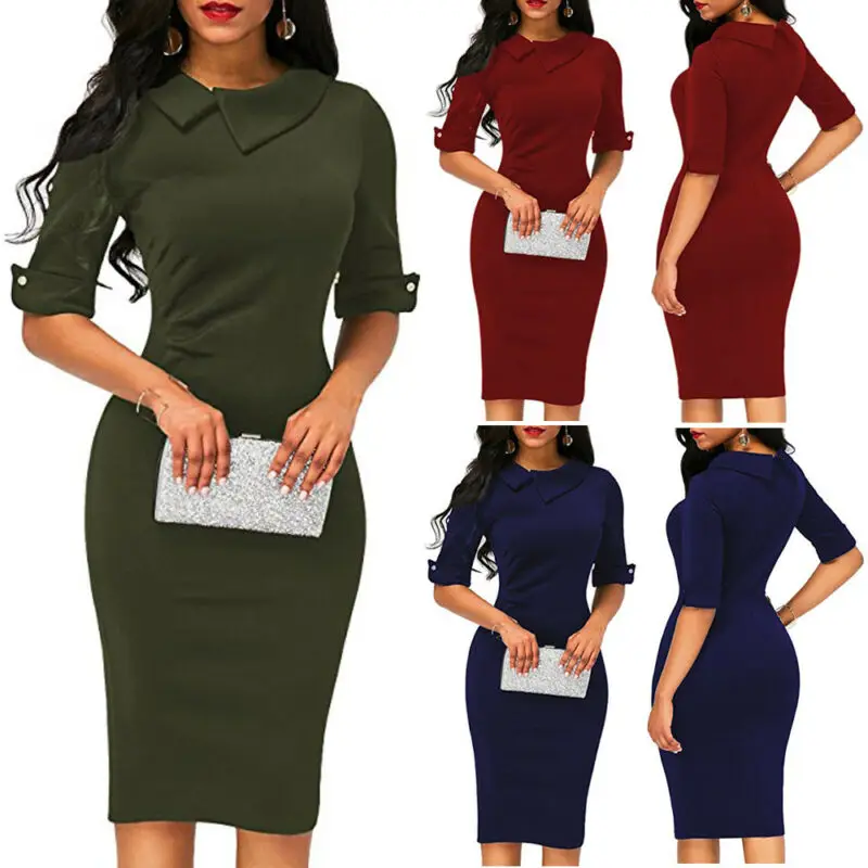 Women Office Lady Formal Dresses 2019 Brand New Style Fashion Business Work Party Sheath Tunic Pencil Dress | Женская одежда