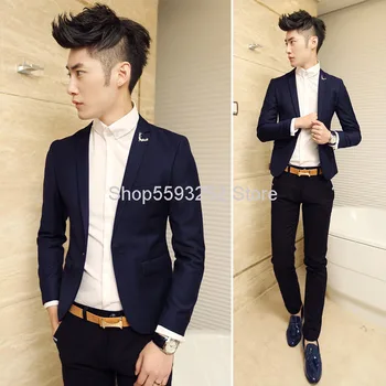 

Neckline Metal Fawn Decoration Men Small Suit Slim Fit Small Suit Men's Wear