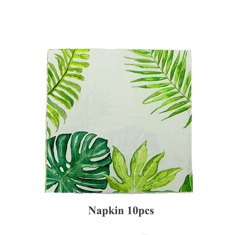 Гавайская одноразовая посуда с листьями для летней вечеринки бумажная тарелка салфетка для чашек тропический Свадебный день рождения, мероприятие, вечеринка - Цвет: napkin  10pc