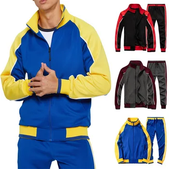

Men's Autumn Winter Tracksuit Zipper Print Sweatshirt Top Trousers Sets Sport Suit Long Sleeve Casual Coat Leisure Jacket