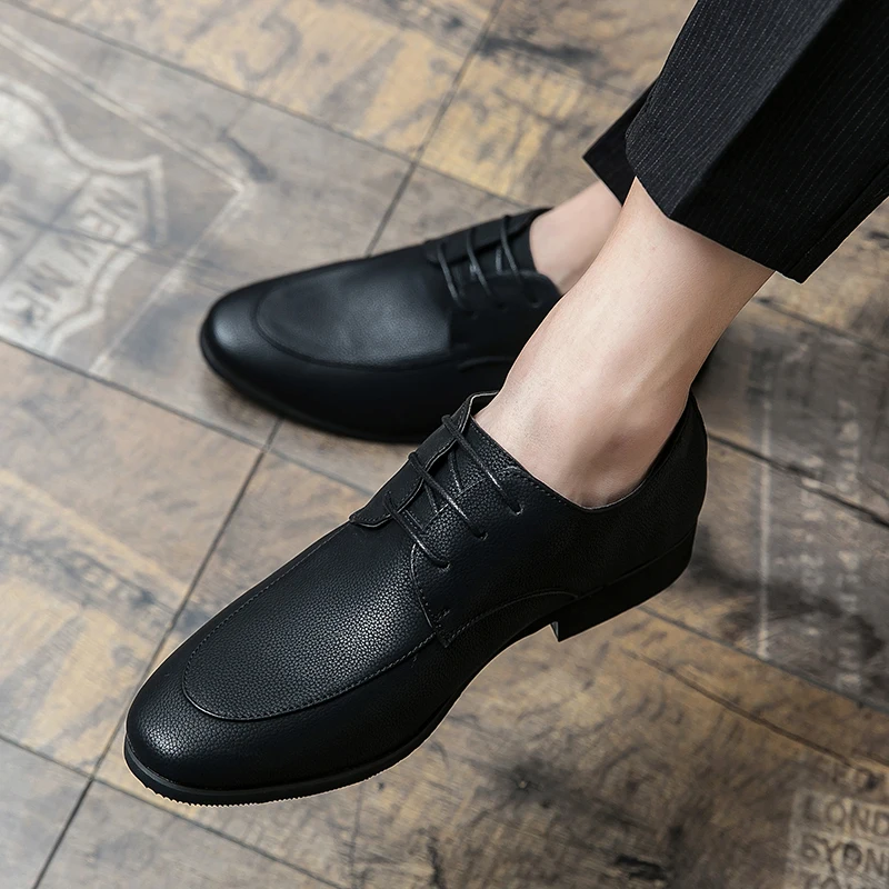 Summer Leather Shoes Men Black Shoes 