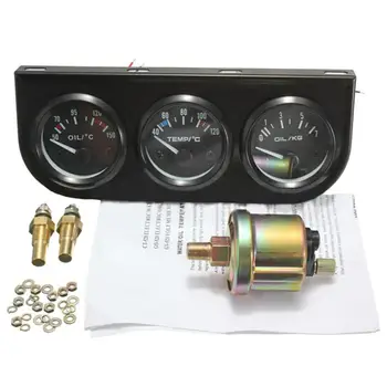 

2'' 52mm Water Temp Oil Temperature Meter Oil Pressure Gauge 3 in 1 Triple Kit 1/8" NPT Oil Pressure Sensor Car Water Temp Gauge